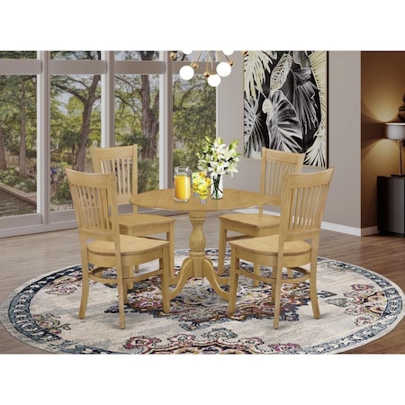 East West Furniture 5 Piece Dublin Dining Room Set - Oak DMVA5-OAK-W